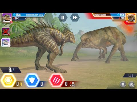 Indominus Rex Gen 2 vs Distortus Rex | Jurassic World The Game