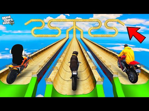 FRANKLIN & SHINCHAN TRIED IMPOSSIBLE TRIPLE LOOP MEGA RAMP JUMP CHALLENGE BY CARS BIKES IN GTA 5
