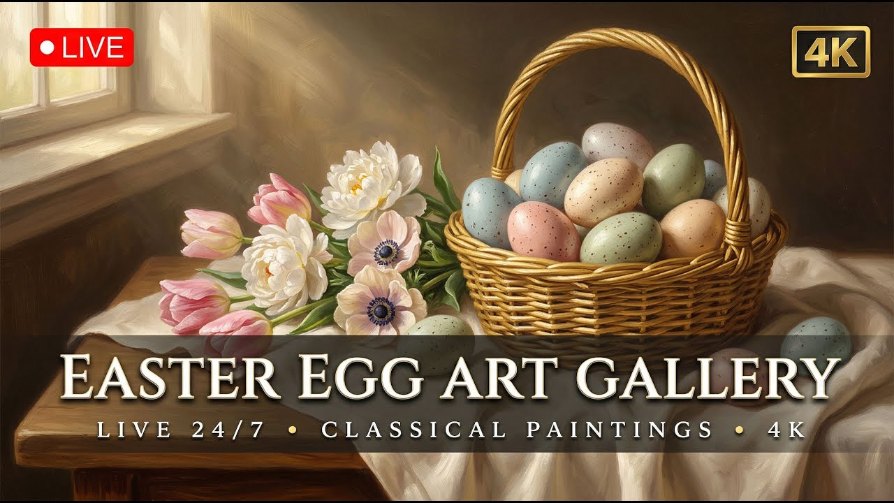 Classical Easter Eggs Still Life - Dutch Master Art - 4K Screensaver 🔴 LIVE — 4K ambient art screensaver in baroque gold frame