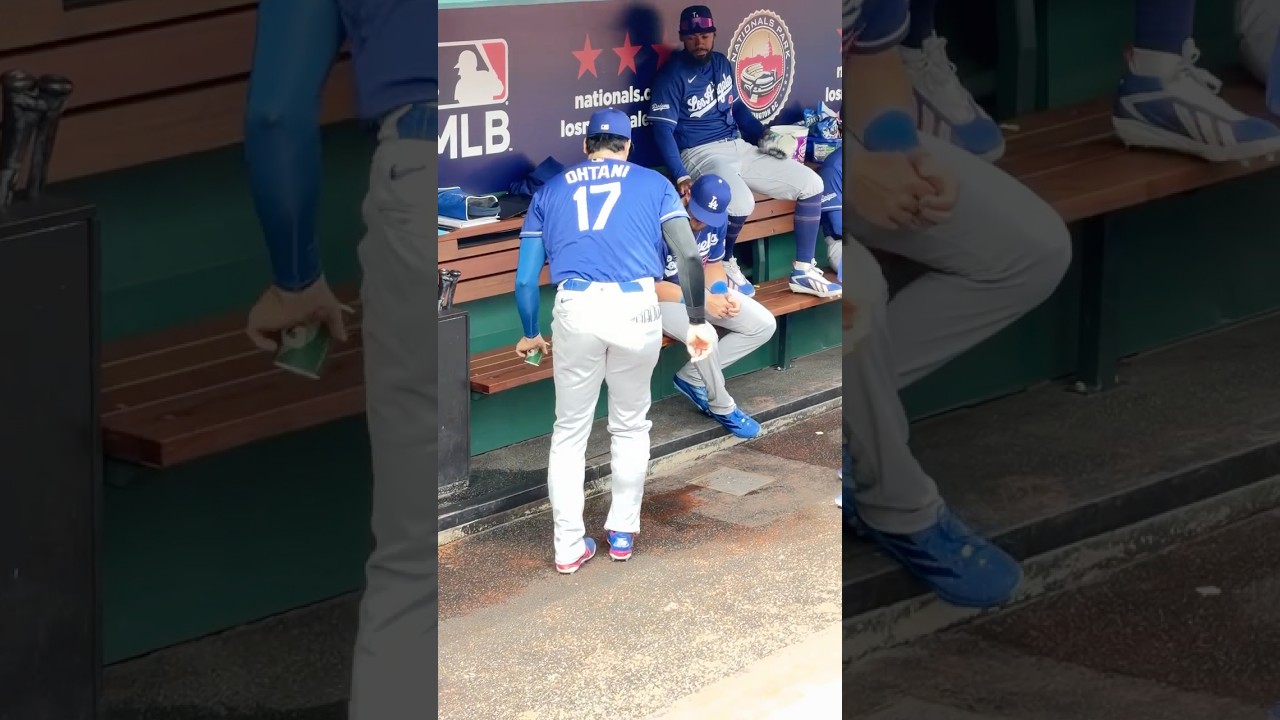 大谷翔平がダグアウトを掃除！😚　敵地ナショナルズ戦