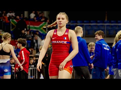 U20 Lisse Landouzy (FRA) vs Lorena Duraj (KOS) 68kg. Womens wrestling tournament. B-cam-man