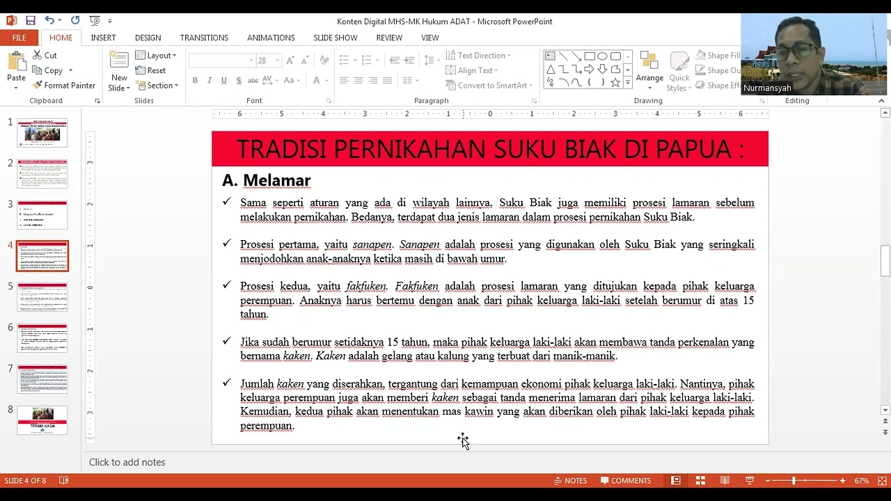 Konten Digital MK Hukum Adat : Perkawinn Adat Suku Biak Papua