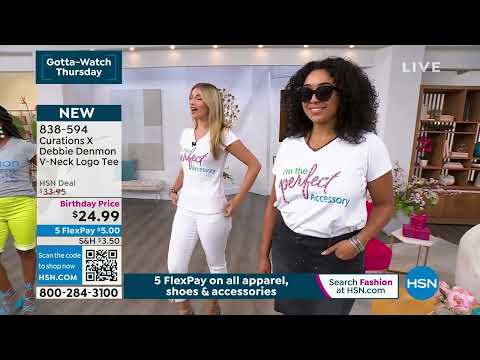 Curations X Debbie Denmon VNeck Logo Tee