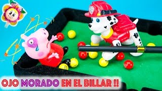 PEPPA PIG CON EL OJO MORADO AL JUGAR AL BILLAR CON LA PATRULLA CANINA|Pepa