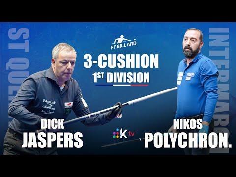 3-CUSHION French League - Dick JASPERS vs Nikos POLYCHRONOPOULOS