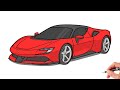How To Draw A FERRARI SF90 Stradale Drawing Ferrari Sf90 2019 Sports Car
