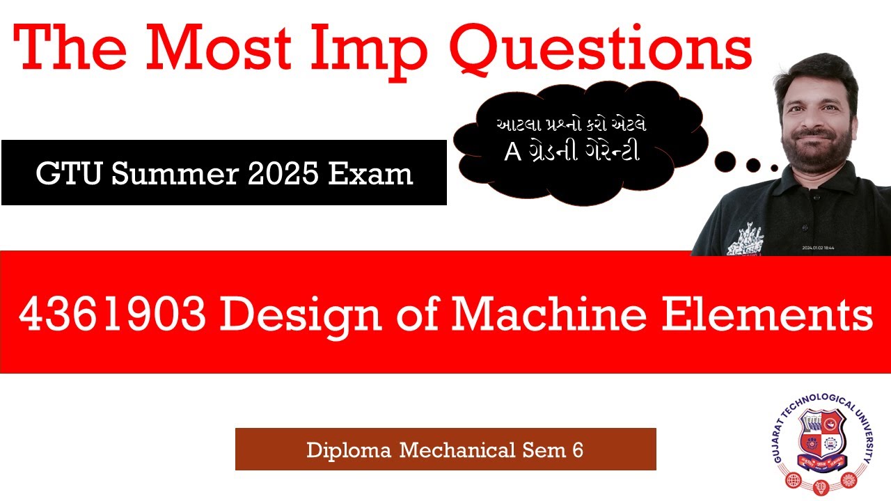 Most Imp Question | Design of Machine Elements | GTU Diploma