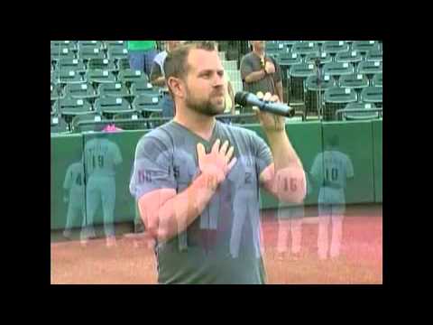 Justin singing the National Anthem at Sky Sox