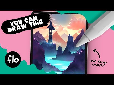 Anyone Can Draw This LANDSCAPE with a TOWER in PROCREATE
