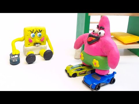 Baby SpongeBob Friends Play Cars Play Doh Animation Kids Stop Motion Video