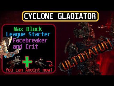 [3.14] Cyclone Gladiator Max Block with Crit Facebreakers | ENG+TR | PoE Ultimatum League Starter