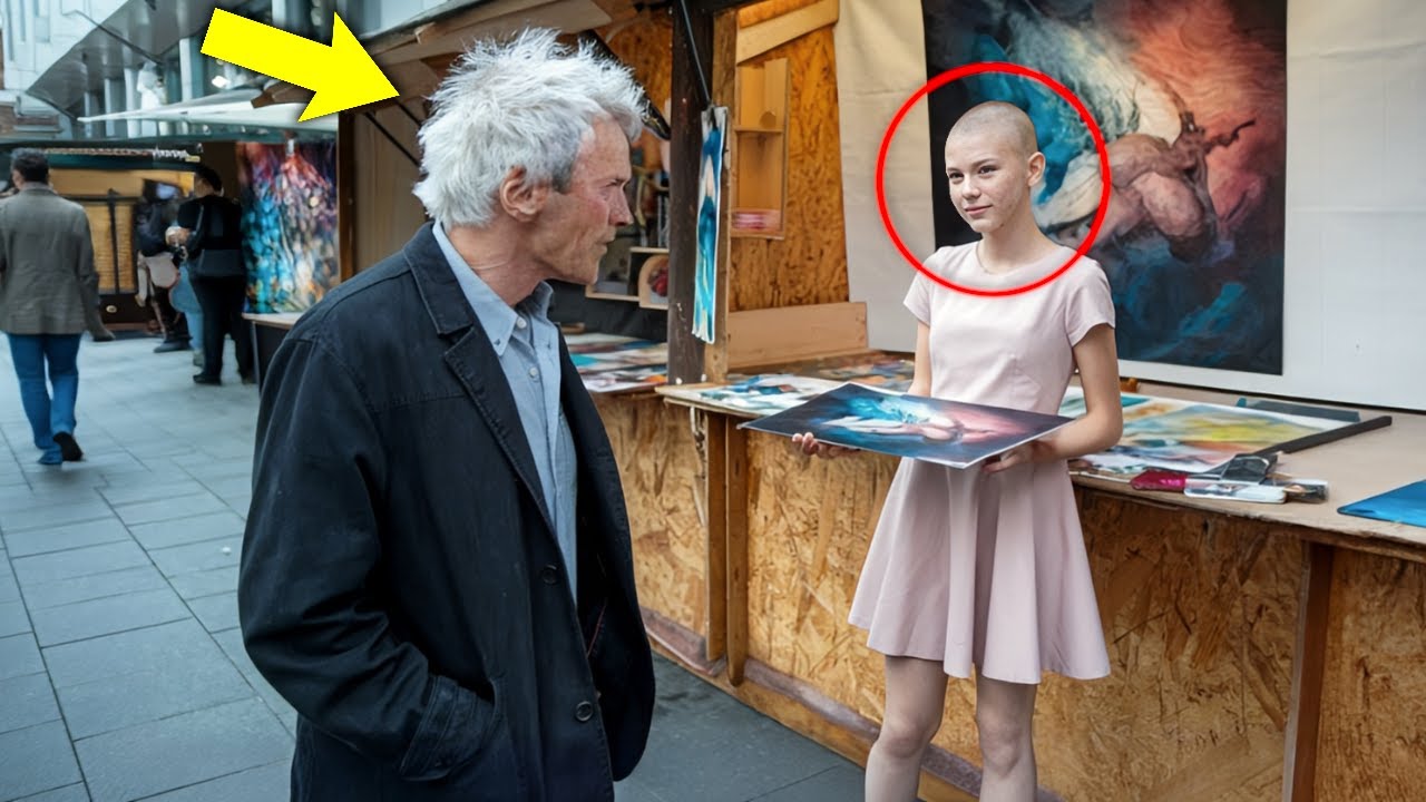 Niña vende arte para pagar su quimio, luego Clint Eastwood pasa y deja a todos en shock!