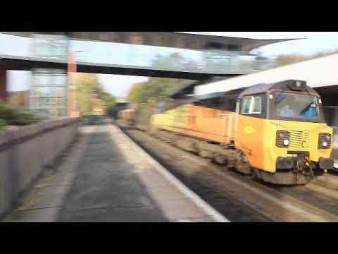 Colas Rail Freight Class 70810 working 6C37 passing through Telford Central