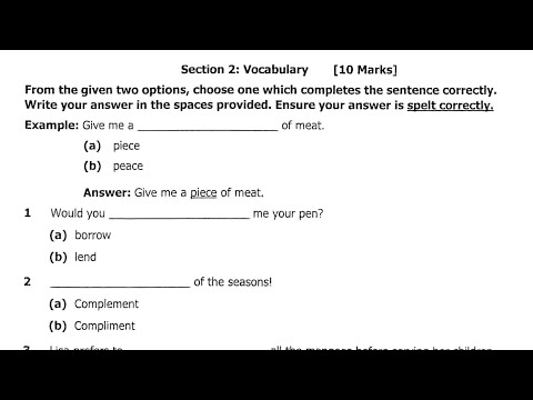 2014 English paper 2- Structure /Vocabulary exam revision questions and answers