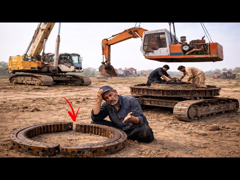 Giant Excavator Swing Bearing Completely Failed | Pakistani Mechanics Repair
