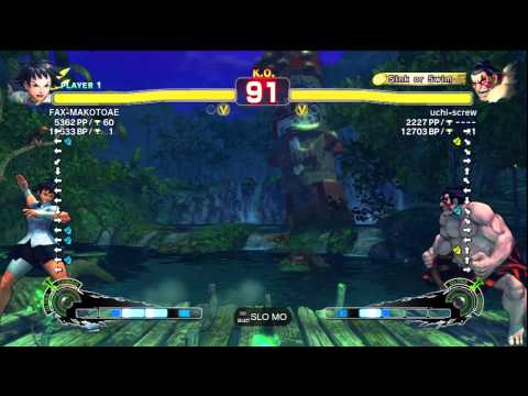 FAXgimoto [Makoto] vs. uchi-screw [E. Honda] | PS3 SSF4 Arcade Edition