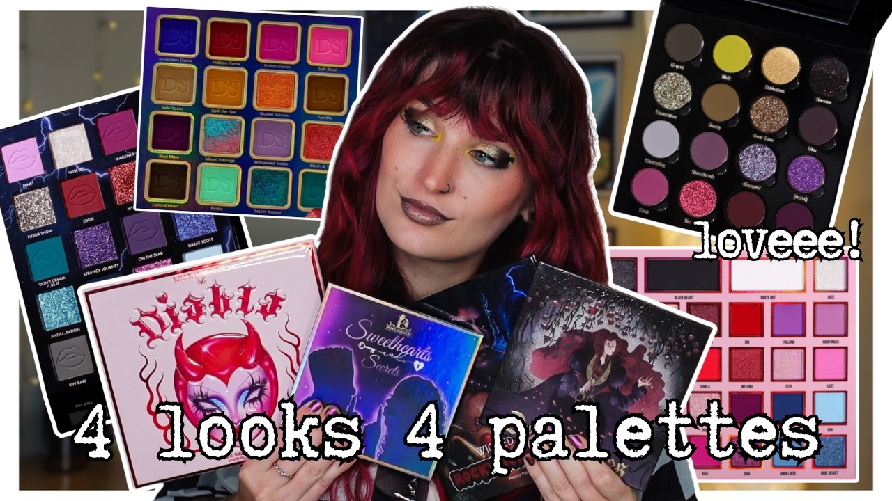 4 looks 4 palettes! | dead roses vol 2, diabla, rocky horror, sweethearts & secrets
