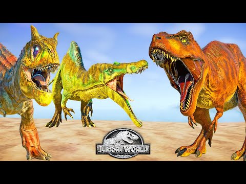 Ichtyovenator VS Tyrannosaurus Rex, ZT2 Carnotaurus 🦖 Jurassic World Evolution Dinosaurs Fighting