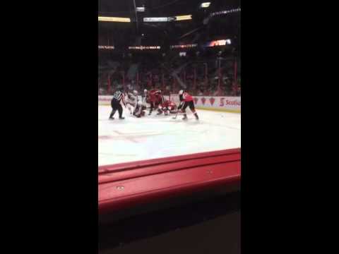 Ref gets hit by Senators Erik Condra