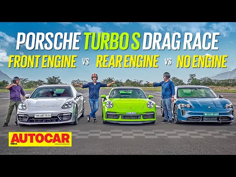 Mega Porsche Turbo S Drag Race: Panamera vs 911 vs Taycan - Which is quickest? | Autocar India