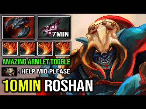 AMAZING Pro Armlet Toggle Cancer Mid Huskar | 10Min Roshan 20Min GG with Nonstop Ganking DotA 2