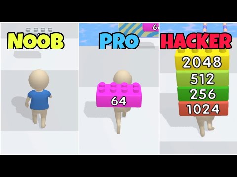 NOOB vs PRO vs HACKER in Brick Runner 2048