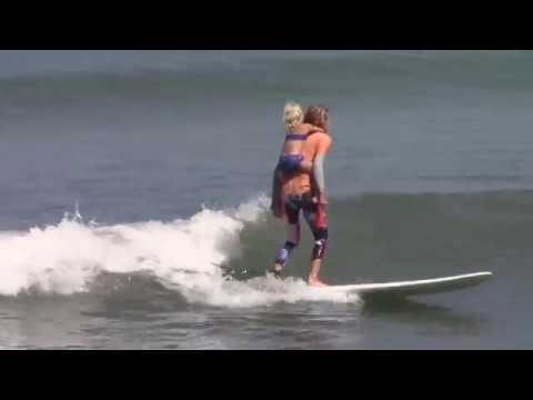 Holly Beck Surfing With Her Kids