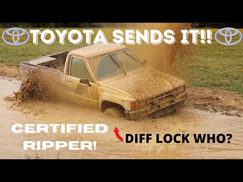 TOYOTA TRUCK SENDS IT THROUGH DEEP MUD!!