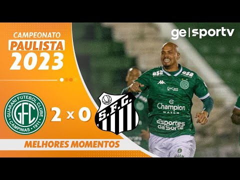 GUARANI 2 X 0 SANTOS | MELHORES MOMENTOS | 2ª RODADA DO PAULISTÃO 2023 | ge.globo
