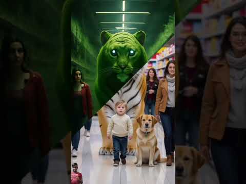 Giant Tiger in Supermarket 🐯 | Surreal Realistic AI Art | Child, Dog & Tiger Walking Together