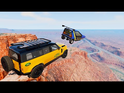 Epic High Speed Jumps In Canyon (Crash Test) - BeamNG.drive Crazy Jumps With Total Car Damage