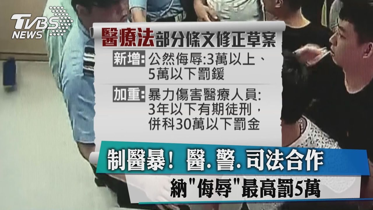 制醫暴!醫、警、司法合作 納侮辱最高罰5萬