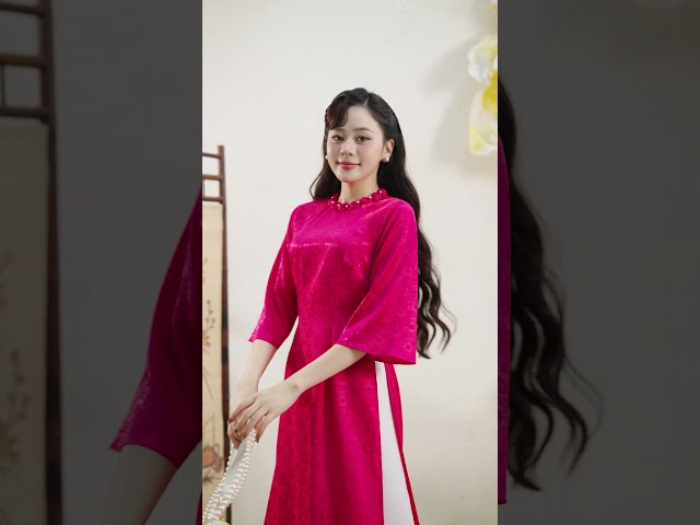 ED26B528 - Sét bộ áo dài lụa hoa