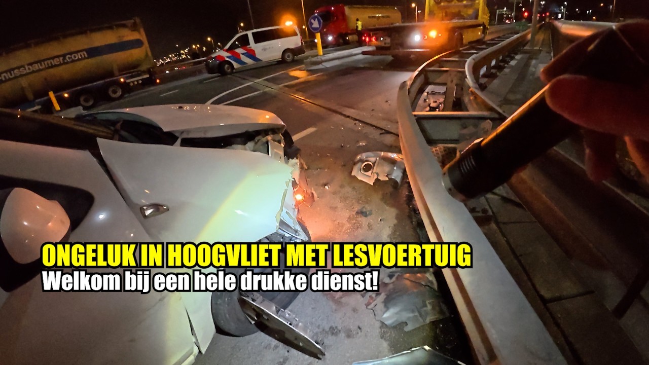 Ongeluk in Hoogvliet met lesvoertuig!