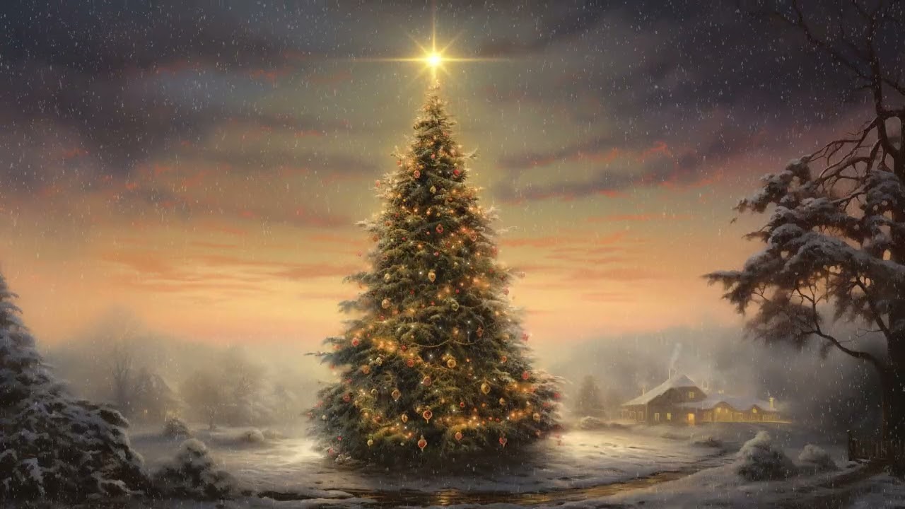 Winter Magic • FREE 4K Animated Holiday Background • Christmas Tree Loop • Snowy Tree