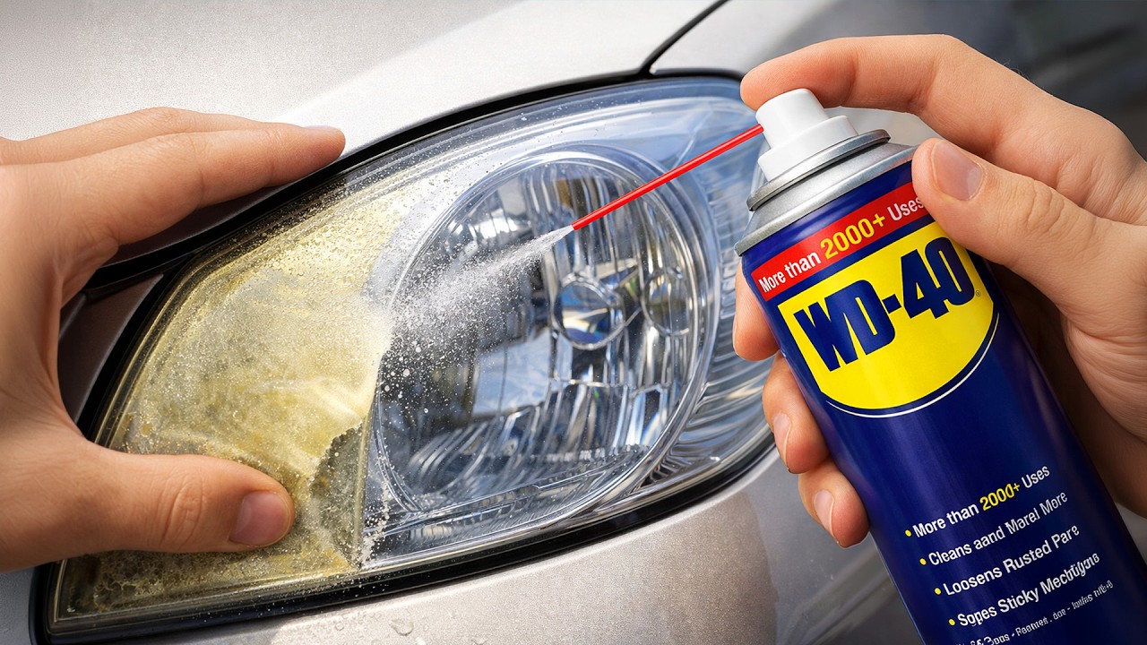 Restore Old Headlights to NEW in 1 Minute with WD-40! Genius Trick