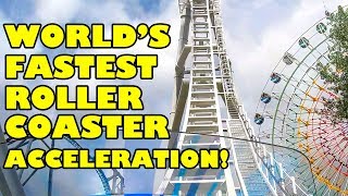 World&#39;s Fastest Roller Coaster Acceleration!  Do-Dodonpa! W/ Loop!  POV Fuji Q Highland Japan ド･ドドンパ