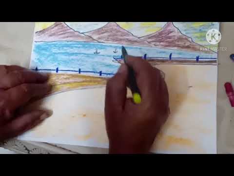 Beautiful scenery with oil pastels