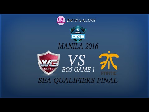 Dota2 ESL one manila 2016(Sea qualifiers Final): WG.Unity vs Fnatic game 1 Highlights