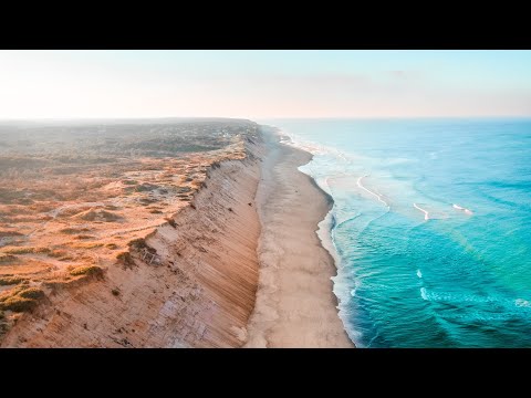 Aerial footage of the scenery at Marconi Beach