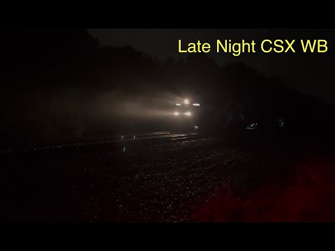 Late-Night CSX Freight WB in the Fog | Friday Night Trains