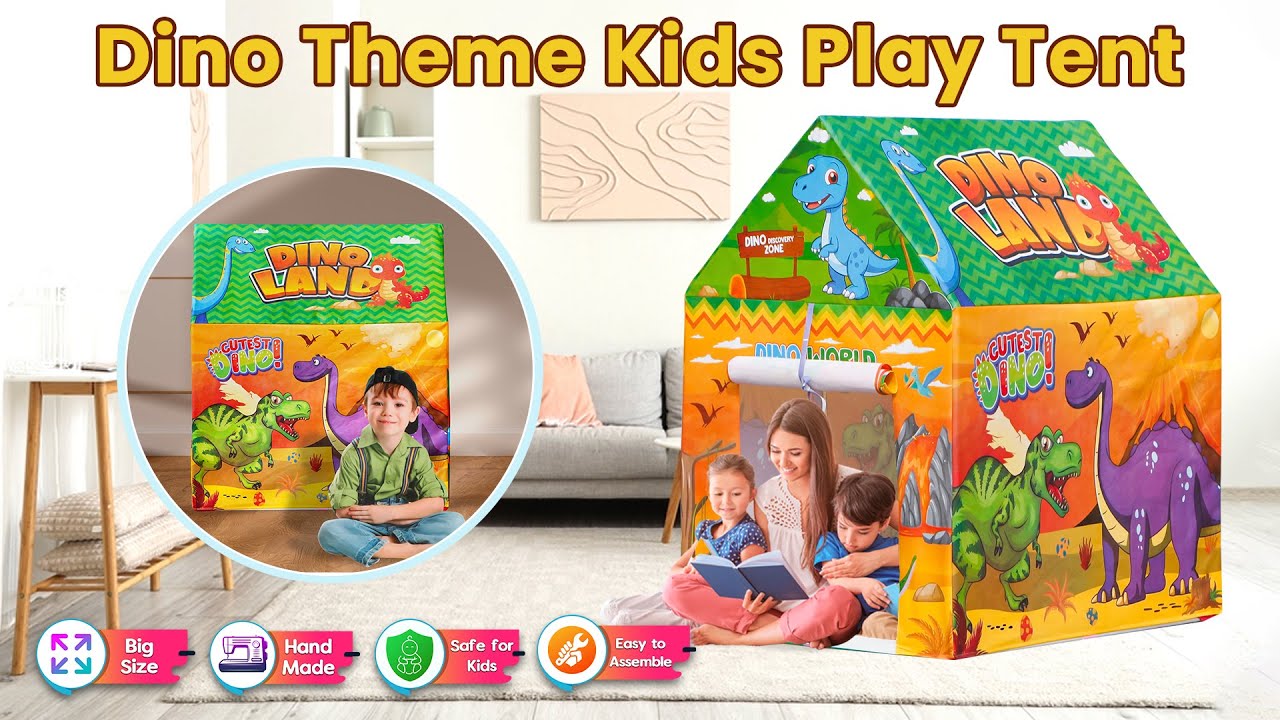 Zest 4 Toyz Dino Theme Play Tent for Kids | Foldable Indoor Outdoor Tent House