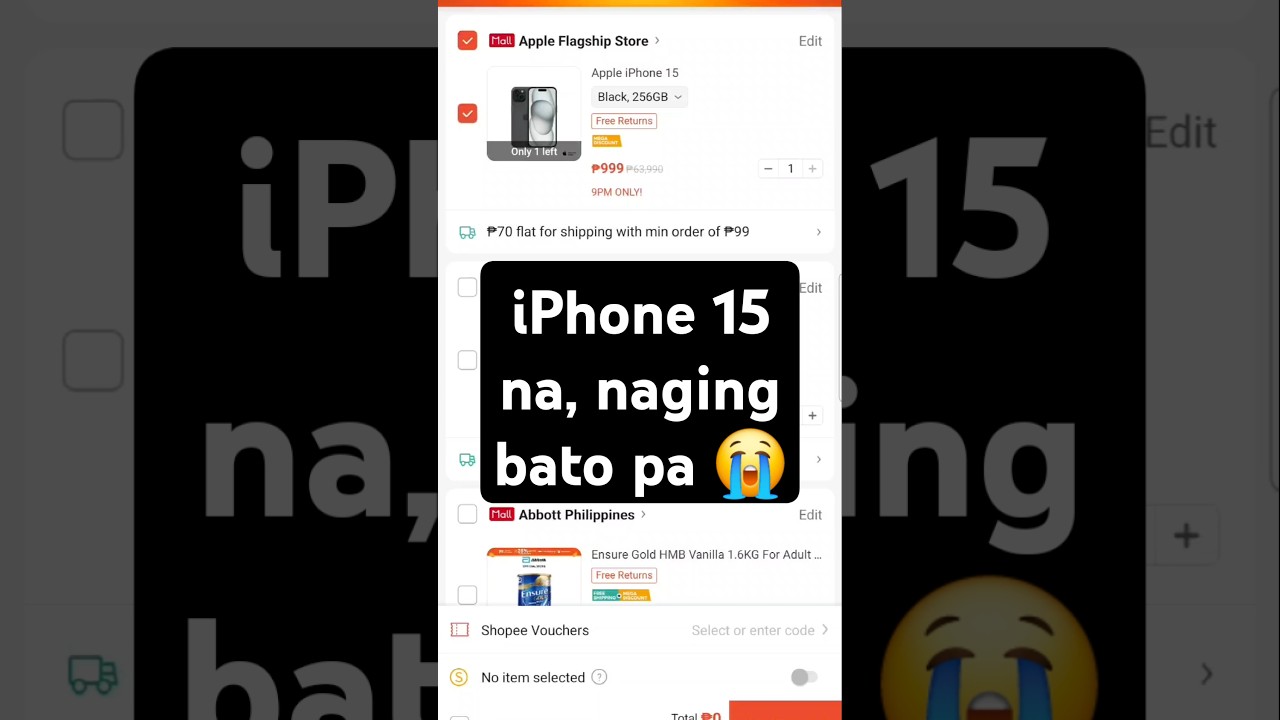 Shopee 9.9 Sale Php 999 iPhone 15 256GB #shorts #shopee #sale #iphone