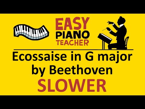 Ecossaise in G major SLOW piano tutorial: EASY keyboard song (by Beethoven) & note names #EPT 🎹