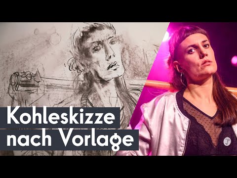 Montagskohle 2 | Babsi Tollwut, dt. Rapperin. Portraitskizze nach Vorlage. Ganzer Skizzenprozess.
