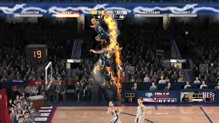 Breaking shattering the backboard in NBA JAM On Fire Edition. Pacers vs Nets. Over the top dunk.