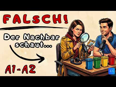 🎙️ Podcast 😱 Der Nachbar kontrolliert deinen Müll! 5 Tonnen, 1000 Regeln! (A1-A2)