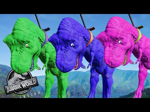 DINOSAUR TYRANNOSAURUS REX (COLOUR PACK) VS AVENGERS DINOSAUR - FIGHTING || JURASSIC WORLD EVOLUTION