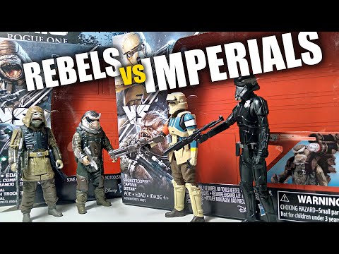 Rebels vs. Imperials! Rogue One Shoretrooper Captain, Bistan, Death Trooper, and Pao Action Figures