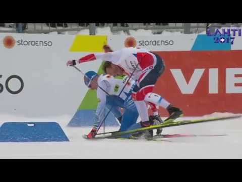 1st - 2nd place crash - Men's Team Sprint - FIS 2017 Nordic World Ski Championships - Lahti, Finland